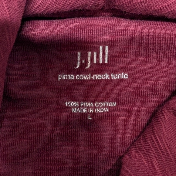 J. Jill Maroon Pima Cowl Neck Tunic Long Sleeve Top Womens Large - Picture 4 of 7